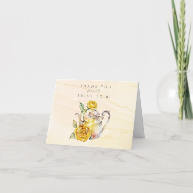 Vildblomster teparty bröllopsdusch tack kort (Framsida)
