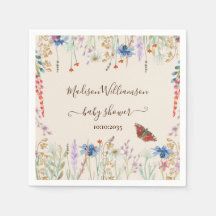 Vildblomsteräng fjäril baby shower