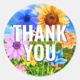 Vildblomsterkrans - Blommig Tacksamhet Klistermärk Runt Klistermärke