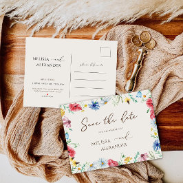 Vildblomsterträdgård Blommig Beige Spara Datum  Inbjudan Vykort