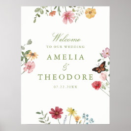 Vildblomsterträdgård Bröllop Välkommen Poster