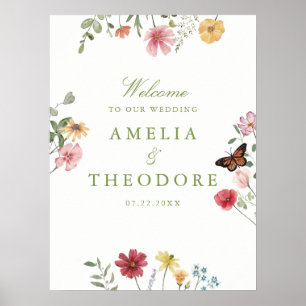 Vildblomsterträdgård Bröllop Välkommen Poster