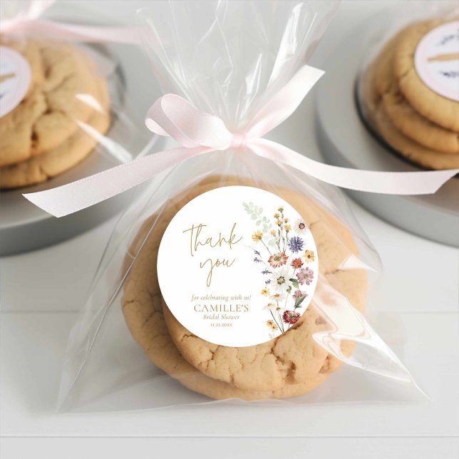 Vildblomsterträdgård Tack Runt Klistermärke (Garden Summer Bridal Shower Thank you sticker)