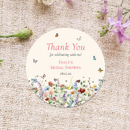 Vildblomstetikett Runt Klistermärke