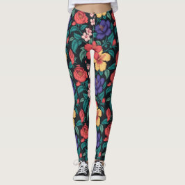 Vildblomsupprepande mönster leggings
