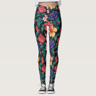 Vildblomsupprepande mönster leggings