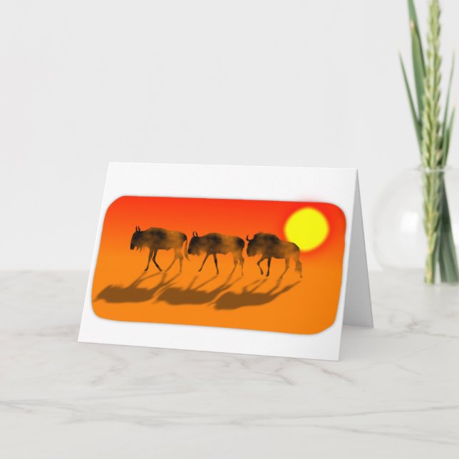 Vilddjur i sunset Birthday Card Kort (Framsida)