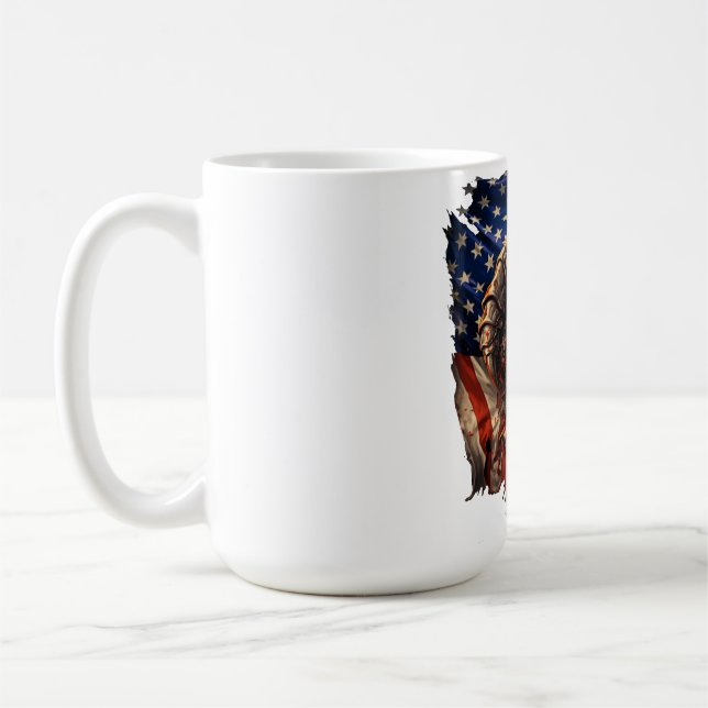 Vilddjur Rivande Amerikansk Flagga Konst Kaffemugg (Vänster)