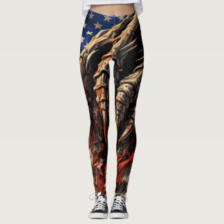 Vilddjur som river sönder amerikanska flaggans kon leggings
