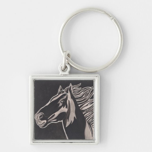 Vilden avfyrar keychain fyrkantig silverfärgad nyckelring (Framsidan)