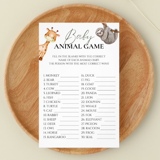 Vilden Baby djur Game One Safari Baby Shower Flygblad (Skapare uppladdad)