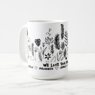 Vilden Blad och vit personlig - blomma och text Kaffemugg