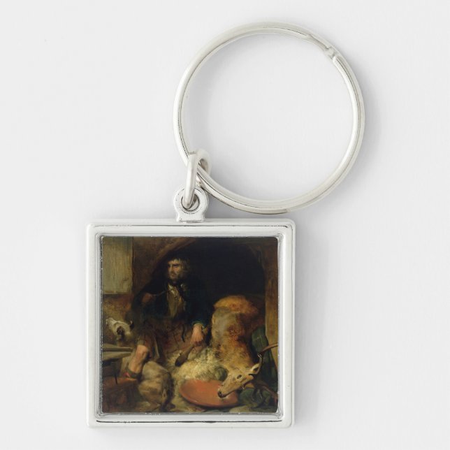 Vilden, c.1838 fyrkantig silverfärgad nyckelring (Framsidan)