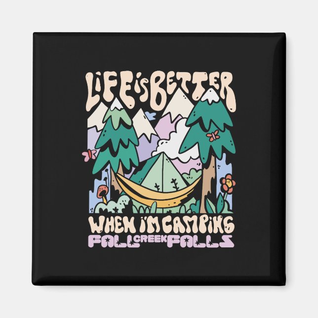 Vilden Camping Bäck Fall Falls Tennessee Camping Magnet (Framsidan)