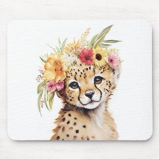 Vilden Cheetah Flower Krona Art Watercolor Safari Musmatta