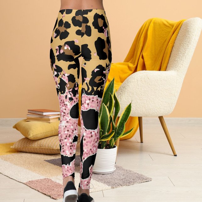 Vilden Cheetah Mönster Skriv ut Spots Brown Rosa B Leggings (Skapare uppladdad)