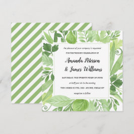 Vilden Classy Watercolor Bröllop grönt Inbjudningar