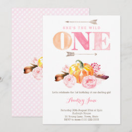 vilden ett inbjudan, första födelsedag, fjädrar fr inbjudningar