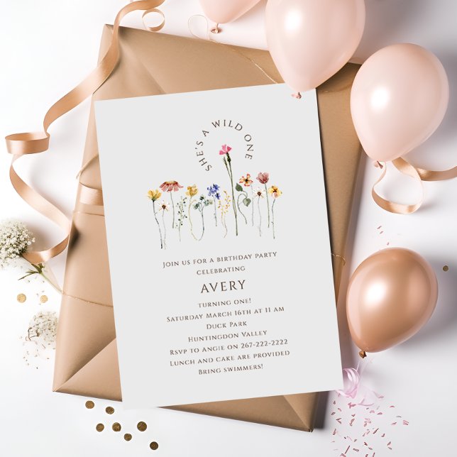 Vilden Färgämnen för vilda blommor En Födelsedagsf Inbjudningar (Skapare uppladdad)