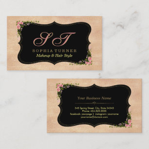 Vilden Flowers Monogram i Shiny Ro Glitter Guld Visitkort