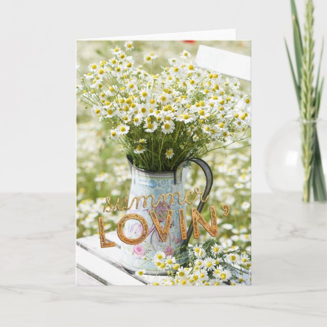 Vilden Flowers vid sommaren Kärlek Fält + text Kort (Framsida)