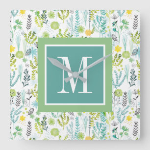 Vilden för Monogram och mönstrar fritt Fyrkantig Klocka