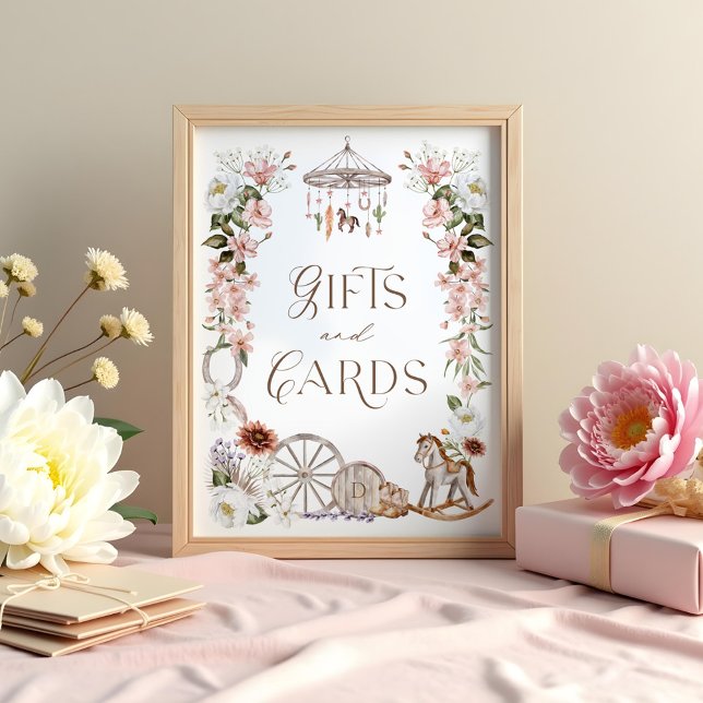 Vilden Gåvor och kort Western Blommigt Babykläder Poster (Gifts & Cards Wild Western Floral Baby Shower Poster)