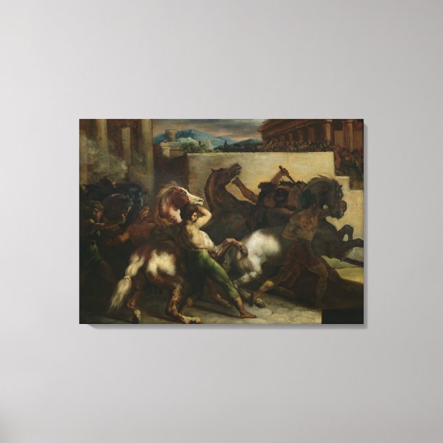 Vilden Horse Tävling i Rom, c.1817 Canvastryck (Framsida)
