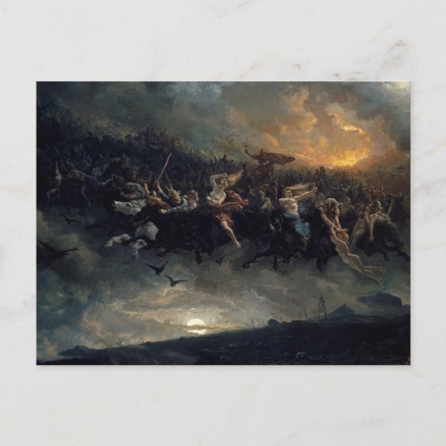 Vilden Hunt i Odin av Peter Nicolai Arbo Vykort (Framsida)