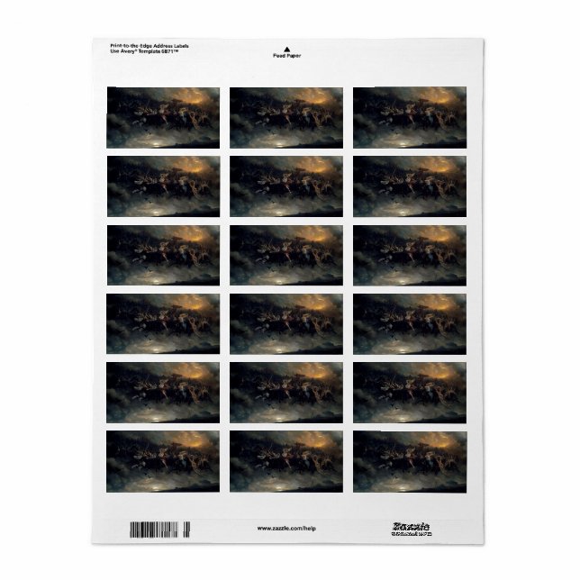 Vilden Hunt of Odin, 1872 av Peter Nicolai Arbo Adressetikett (Helt Ark)