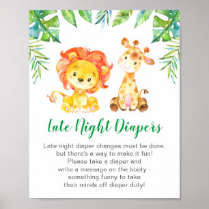 Vilden Jungle Safari Baby Shower för sent på natte Poster