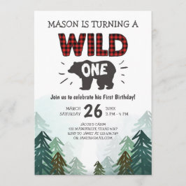 Vilden Lumberjack Birthday bjudande en skog Inbjudningar