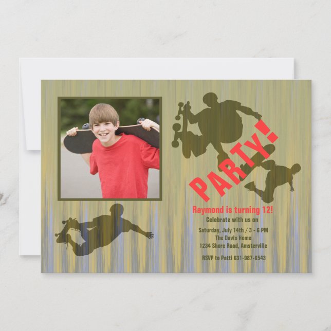 Vilden lurar fotoSkateboardinbjudan Inbjudningar (Framsida)