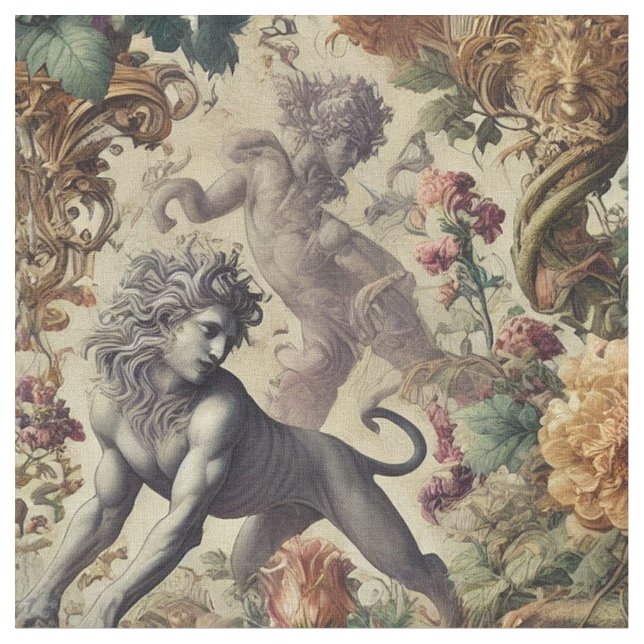 Vilden Lush - Gothic Påstående Tile Tyg (Närbild)