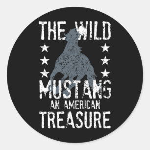 Vilden Mustang An American Treasure Funny Horse Runt Klistermärke