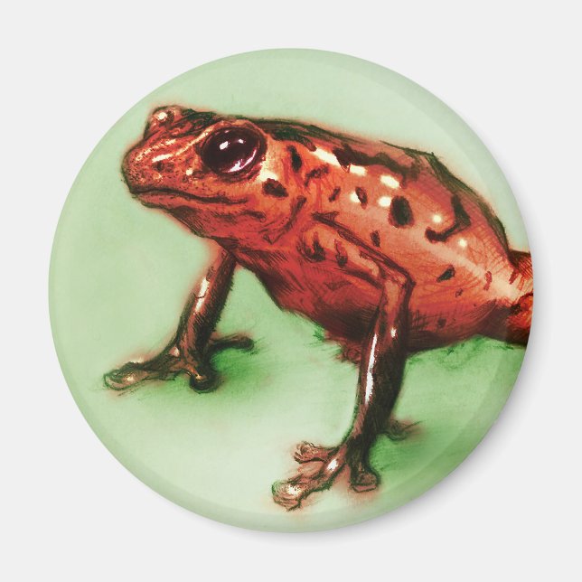 Vilden Red & Grönt, Round Magnet - Frog (Framsidan)