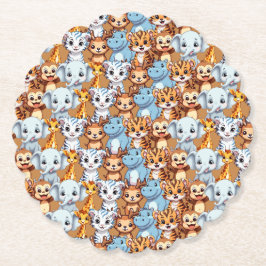 Vilden safari Mönster i  i Cute giraffe hippo Underlägg Papper