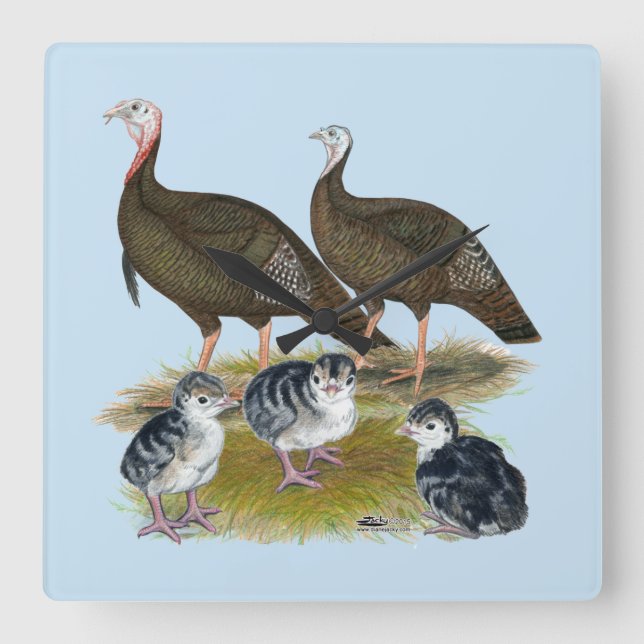 Vilden Turkey Östra  Family Fyrkantig Klocka (Framsida)