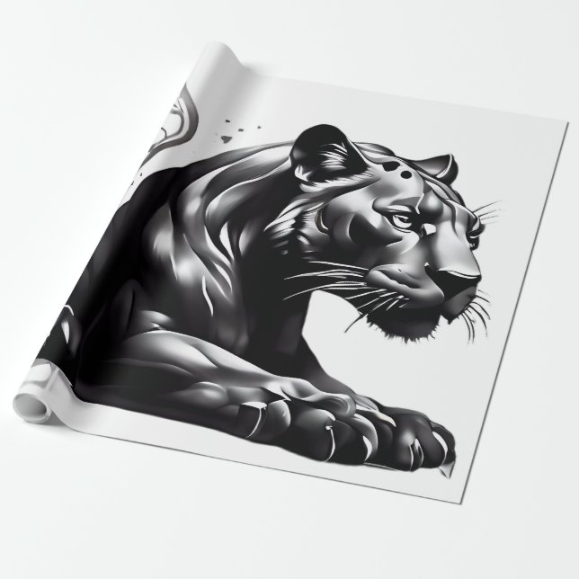 Vildens design Black Pantha Gift Wrapping Papper Presentpapper (Utrullad)