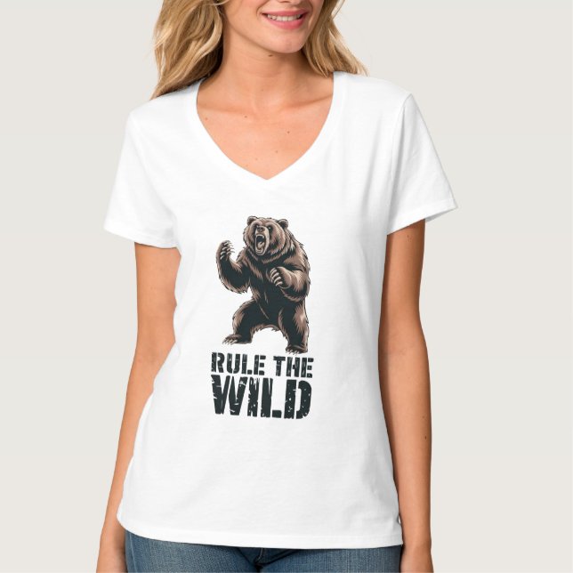 Vildens dominans: Roaring Grizzly Power T Shirt (Framsida)