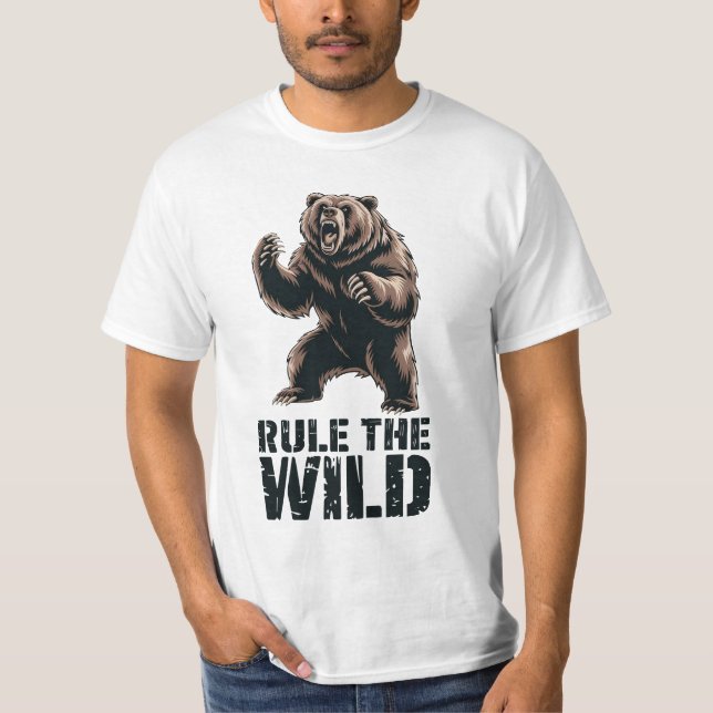 Vildens dominans: Roaring Grizzly Power T Shirt (Framsida)