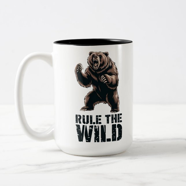 Vildens dominans: Roaring Grizzly Power Två-Tonad Mugg (Vänster)