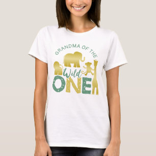Vildens mormor 1 Safari 1:a födelsedag Guld T Shirt
