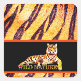 VILDENS NATUR - INSAMLING AV TIGERARUTFORMNING FYRKANTIGT KLISTERMÄRKE