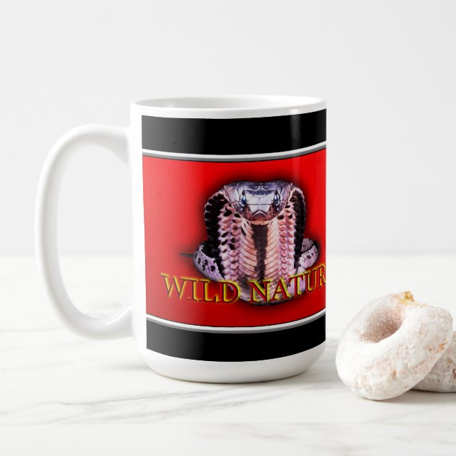 VILDENS NATUR - SNAKE-designsamling i svart Kaffemugg (Med munk)