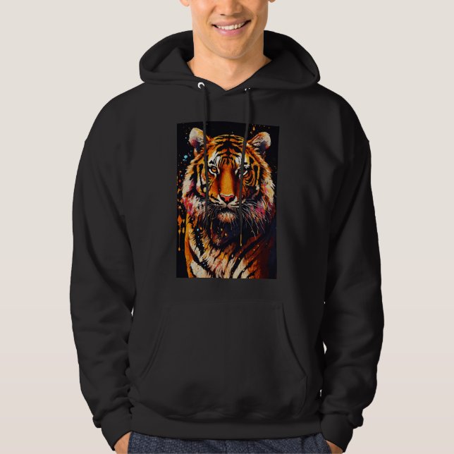 Vildens rytande: Majestätisk Tiger T-Shirt Hoodie (Framsida)
