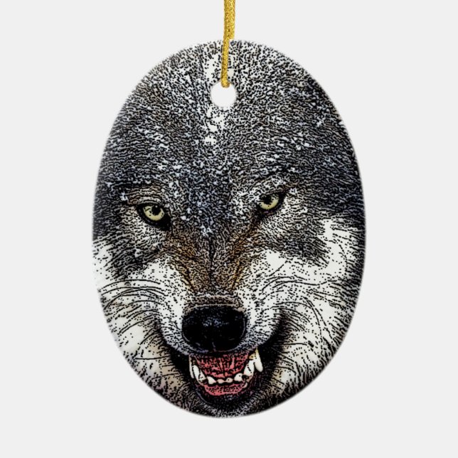 Vildens Varg Julgransprydnad Keramik (Framsidan)