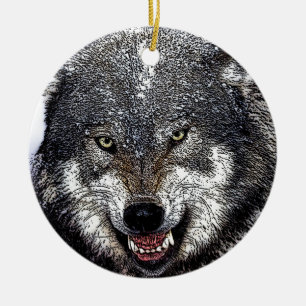 Vildens Varg Julgransprydnad Keramik