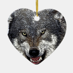 Vildens Varg Julgransprydnad Keramik