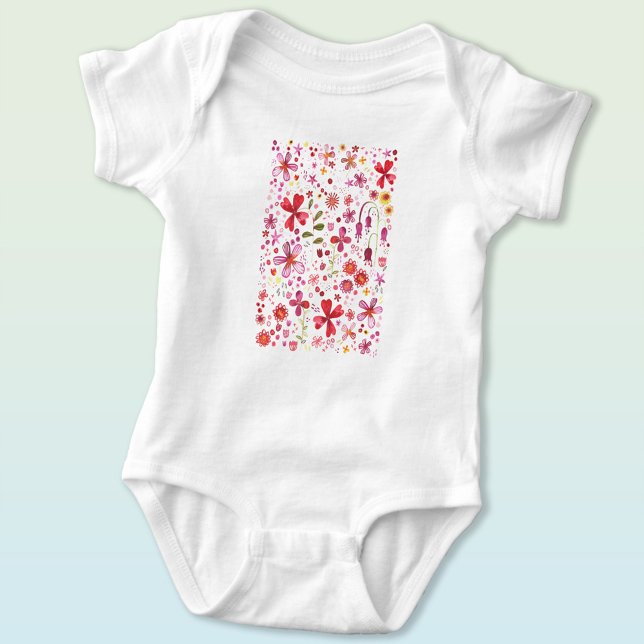 Vildens vattenfärgsfärg t shirt (Modern watercolor wildflower art  baby bodysuit)